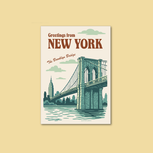 Retro Brooklyn Bridge Poster Magnet