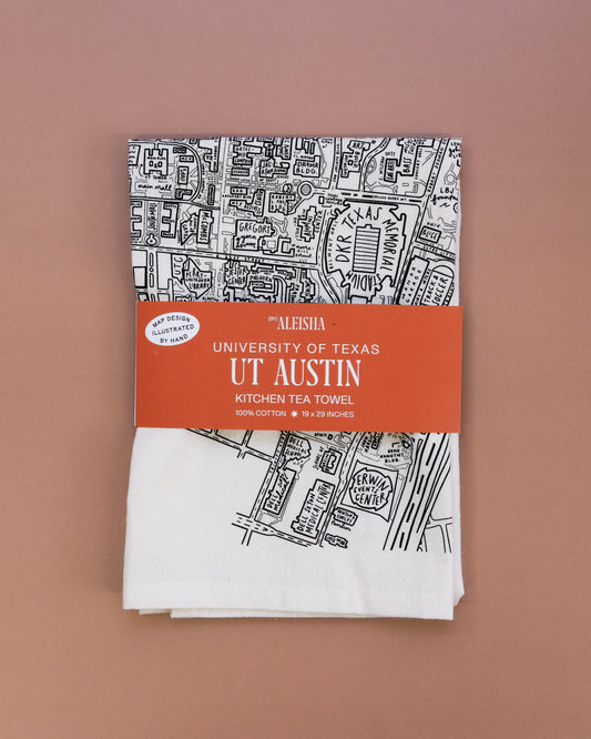 UT Austin Campus Map Tea Towel