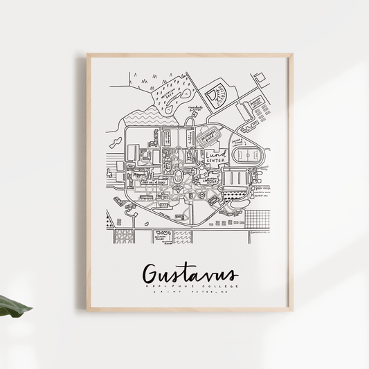 Gustavus Adolphus College Campus Map Print