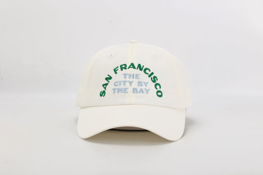 Cream San Francisco dad hat with city by the bay embroidery