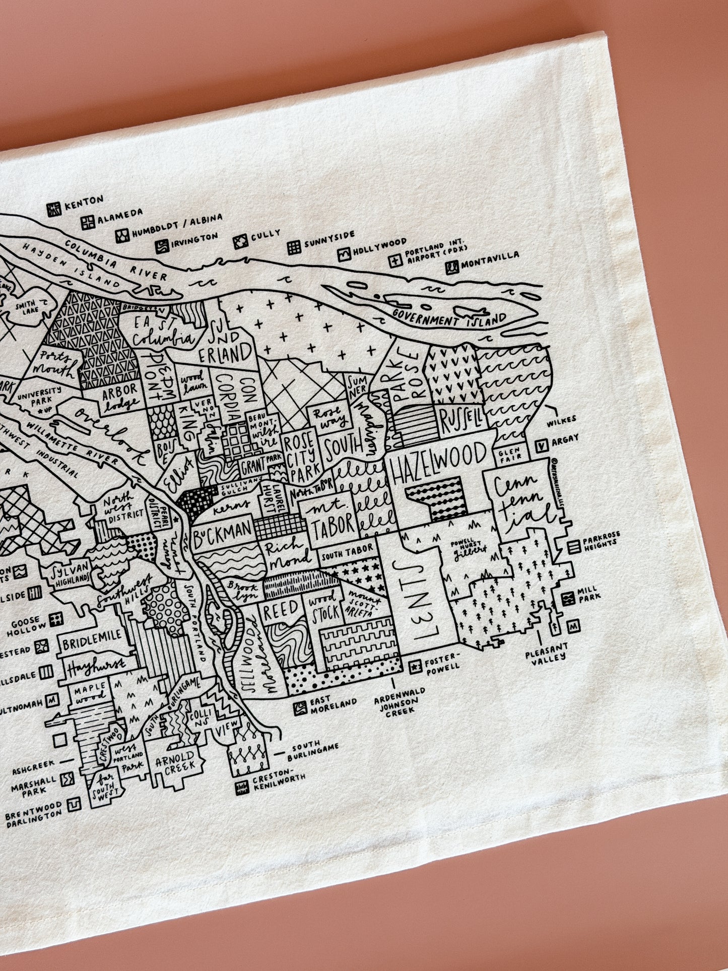 Portland Map Tea Towel