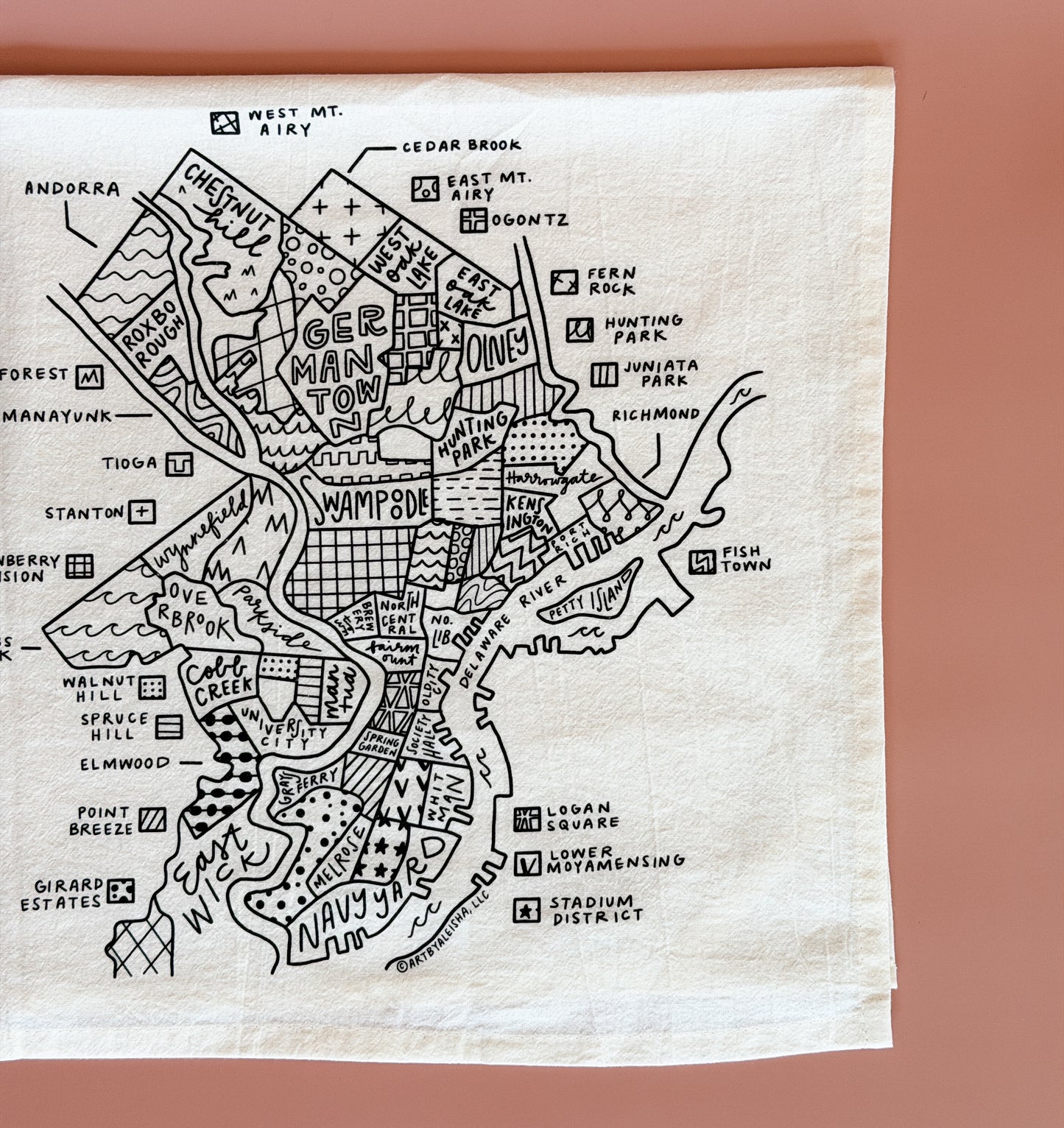 Philadelphia Map Tea Towel