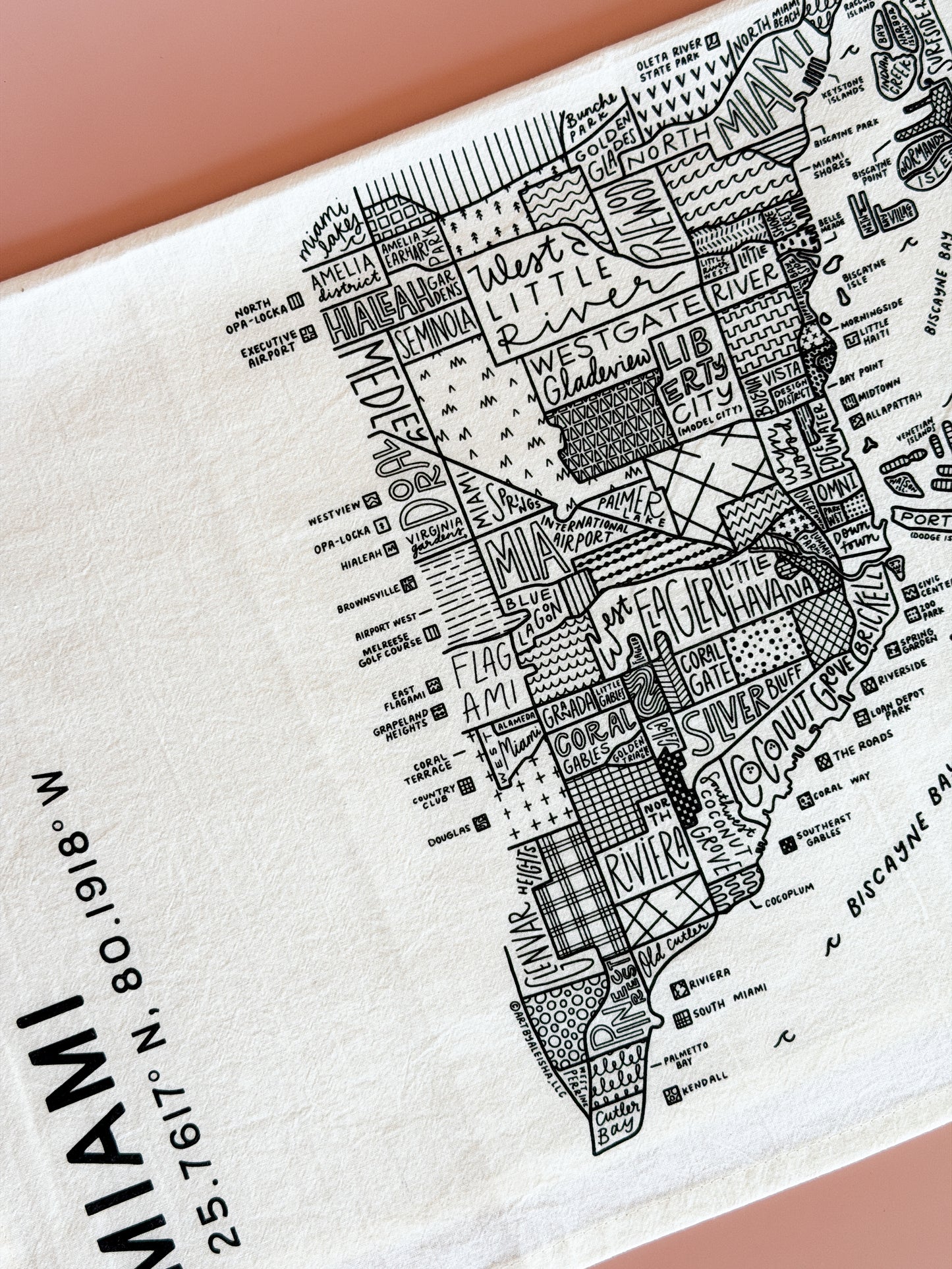 Miami Map Tea Towel