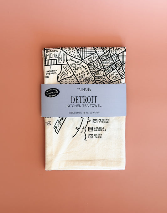 Detroit Map Tea Towel
