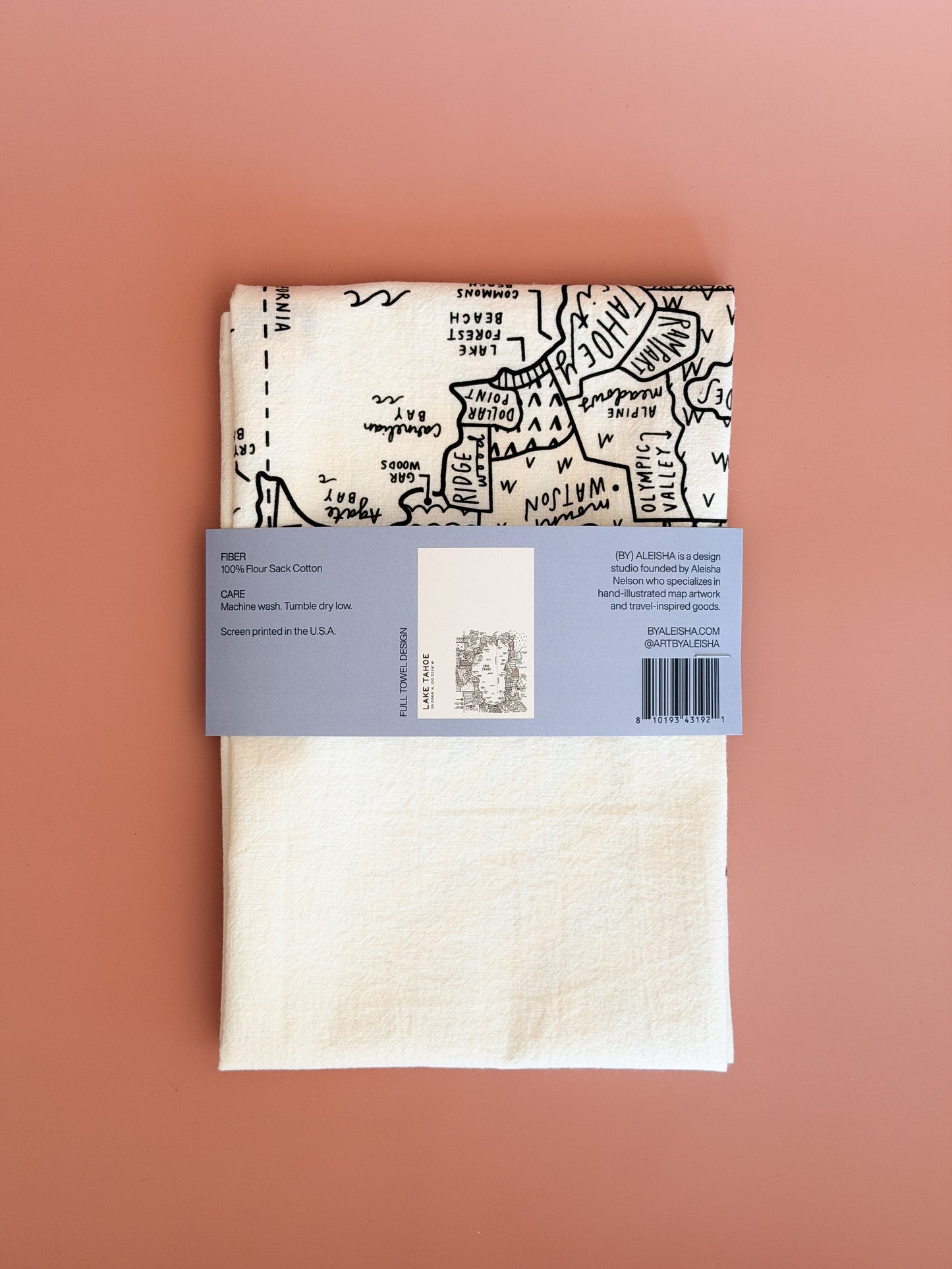 Lake Tahoe Map Tea Towel