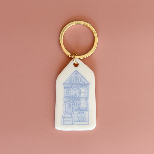 San Francisco Painted Lady keychain with hand-illustrated acrylic charm