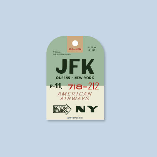 JFK Luggage Tag Sticker