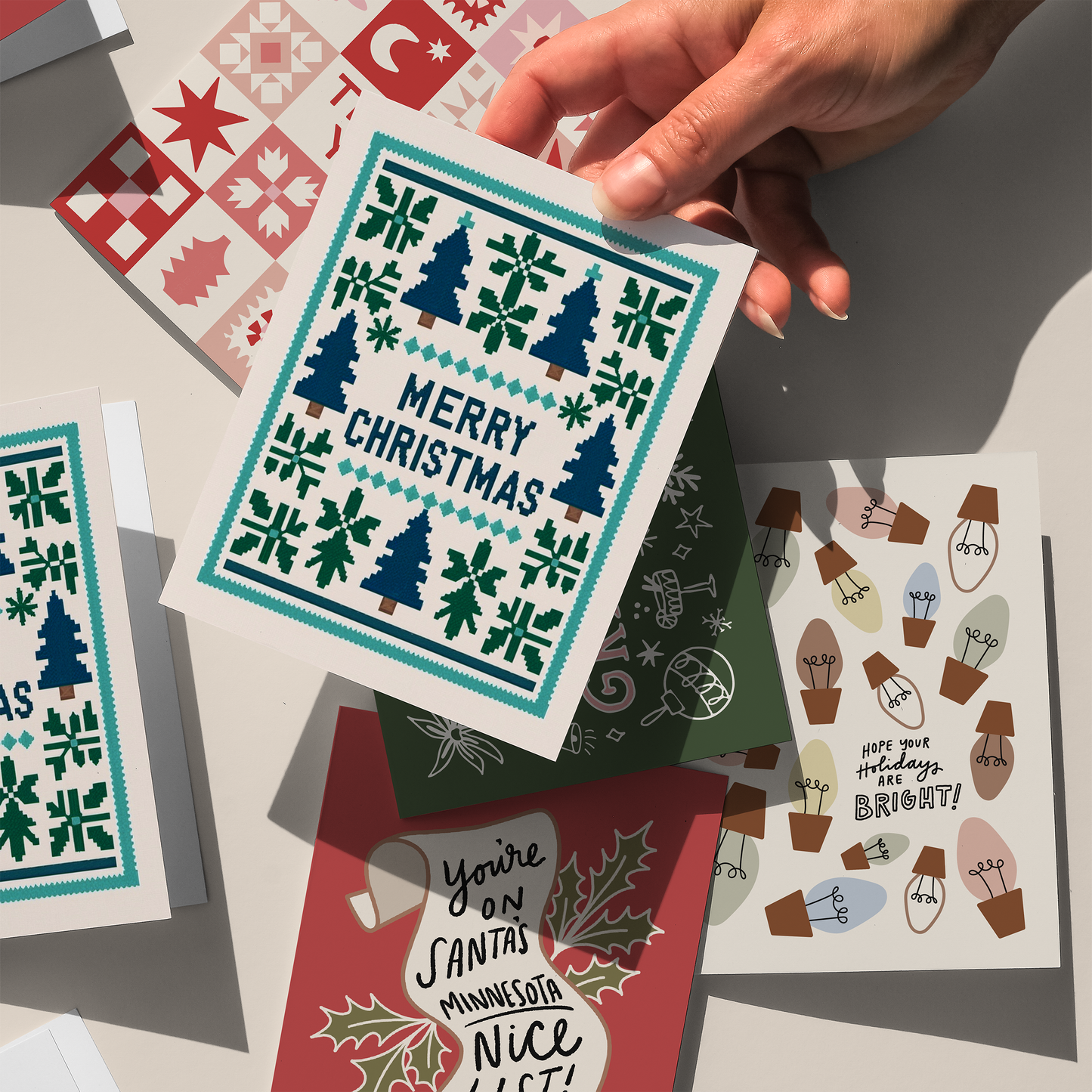 Knitted Merry Christmas Greeting Card