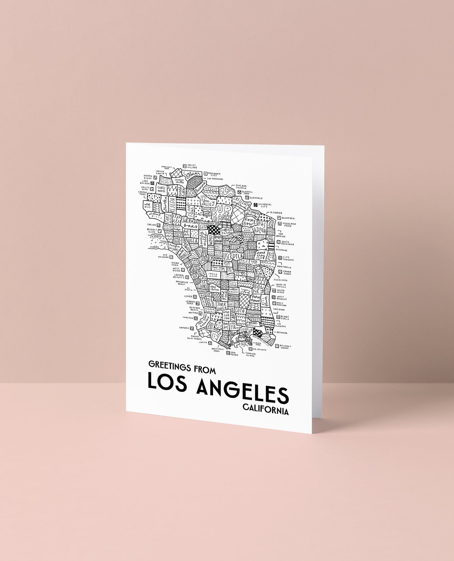 Los Angeles Map Greeting Card