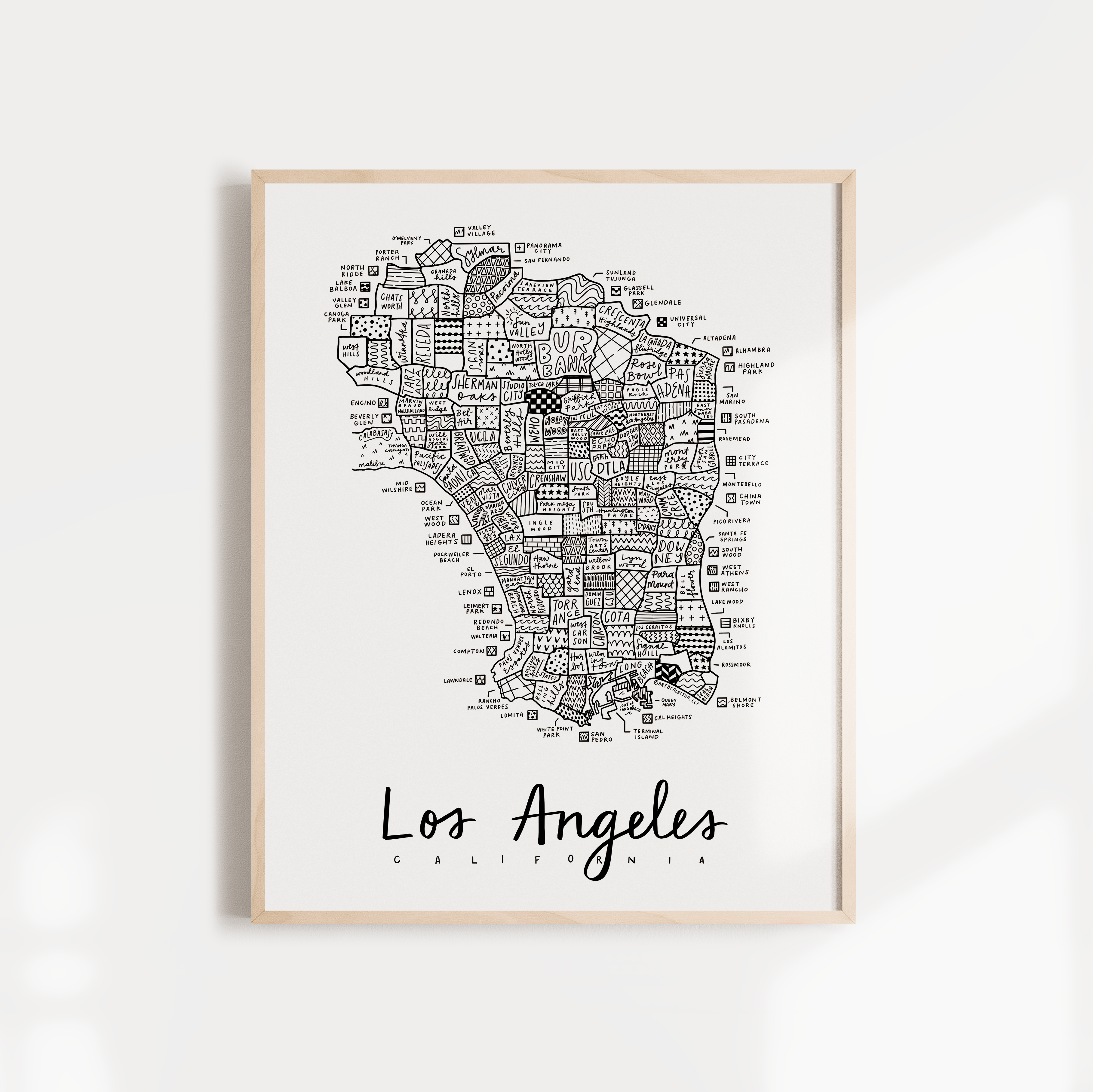 Los Angeles Neighborhood Map Print – (BY) ALEISHA