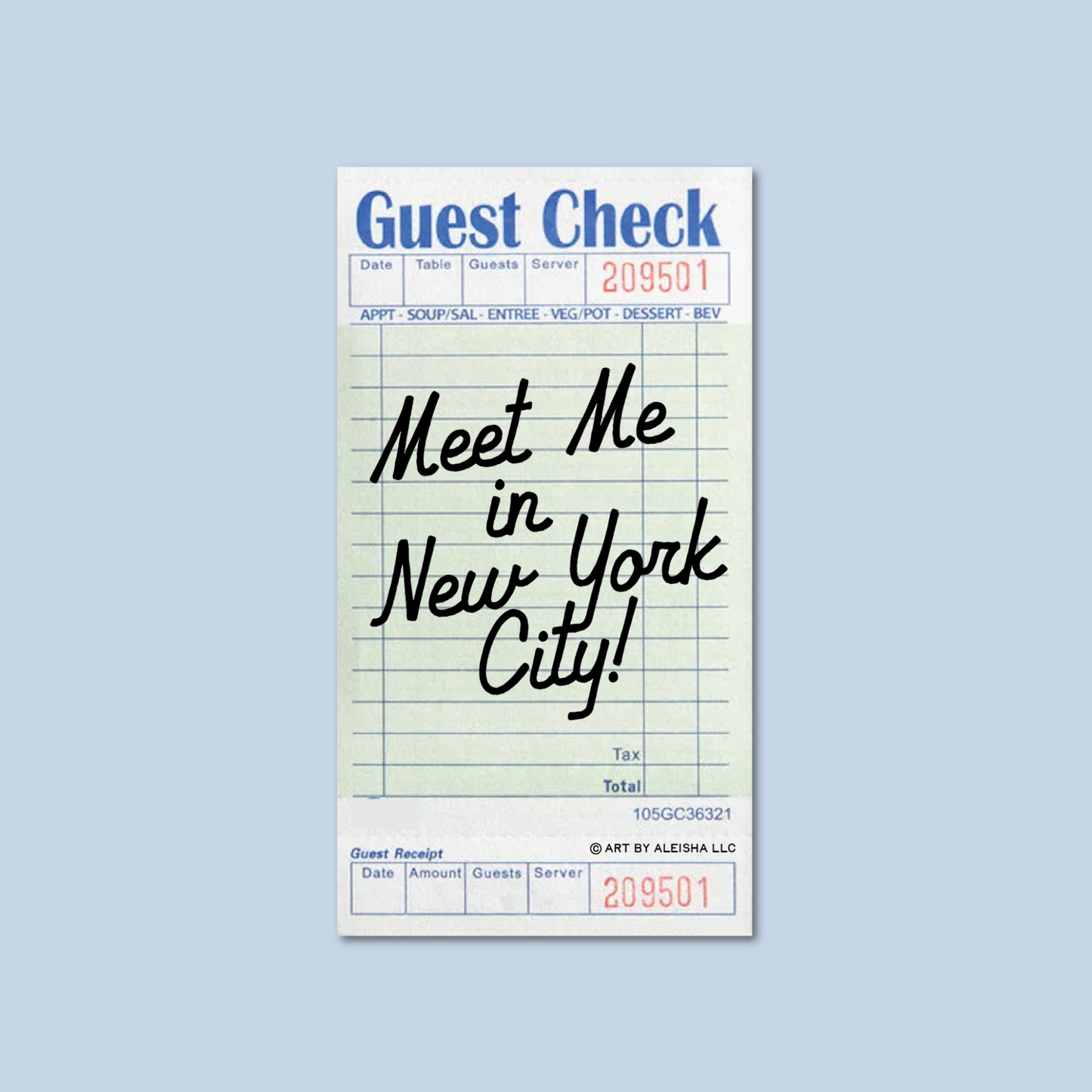 NYC Guest Check Sticker