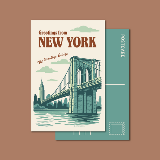 Brooklyn Bridge Retro Postcard