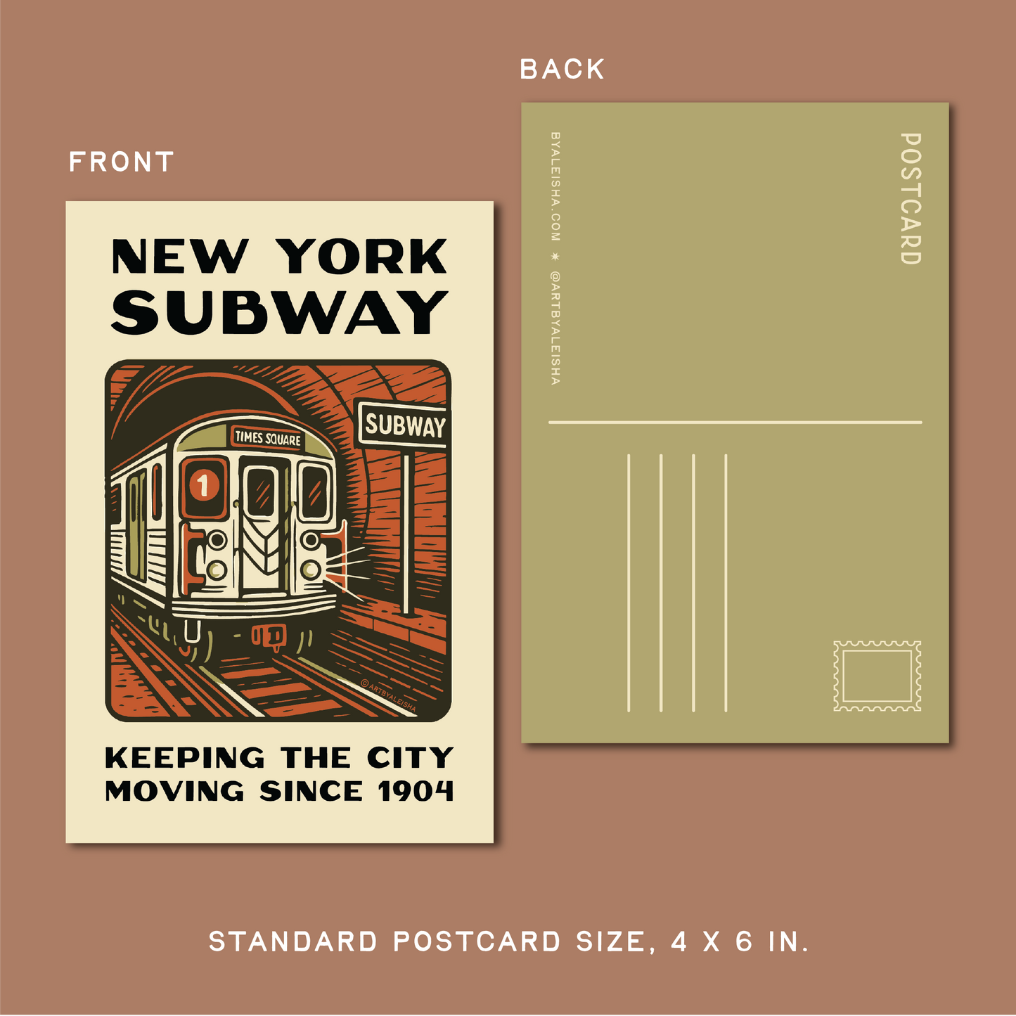New York Subway Retro Postcard