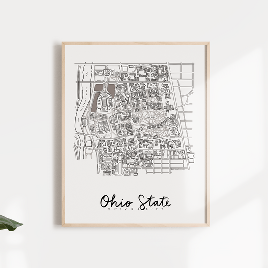 Ohio State University Campus Map Print