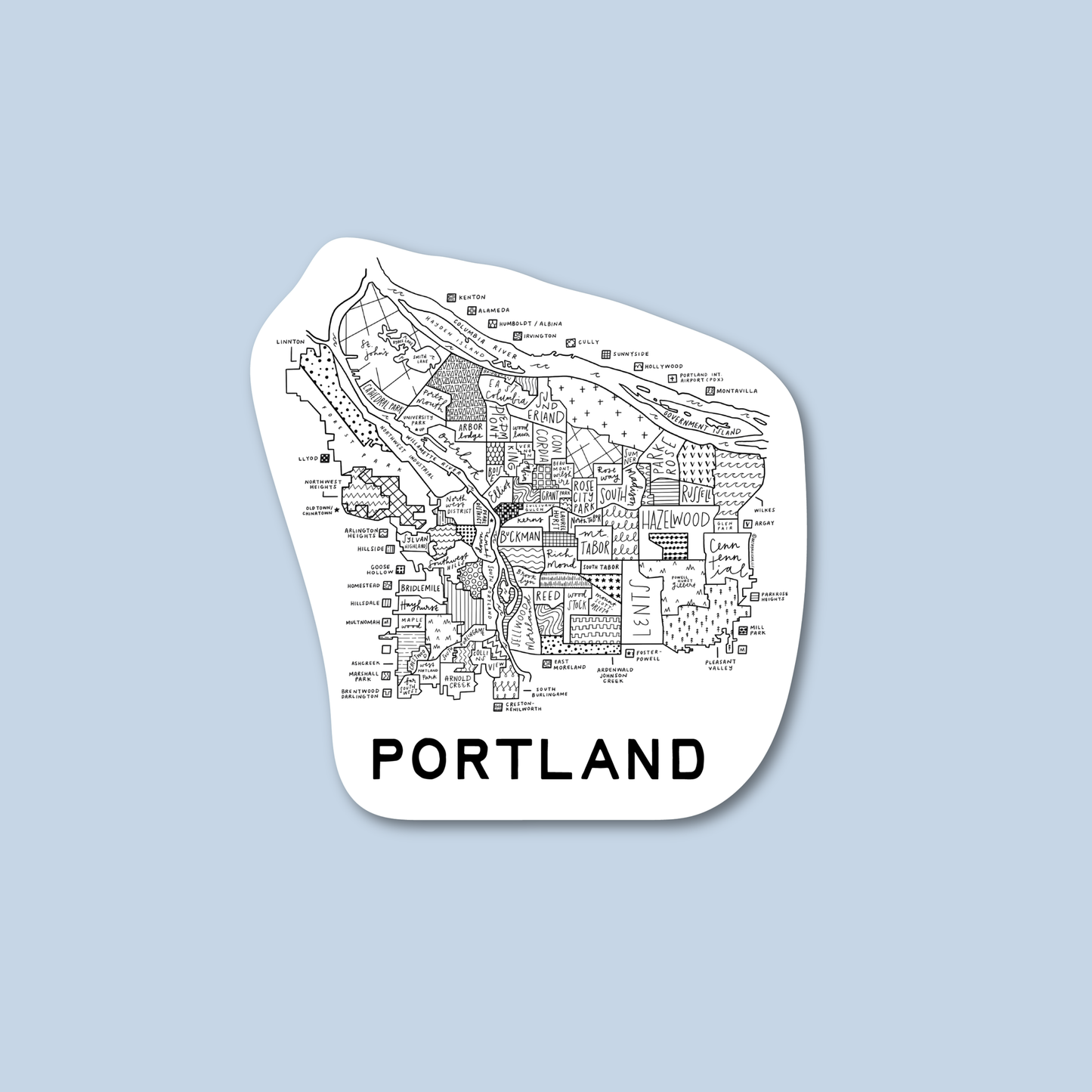 Portland Neighborhood Map Sticker