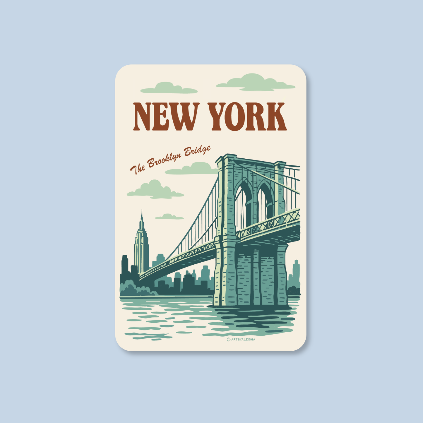 Retro Brooklyn Bridge Poster Sticker