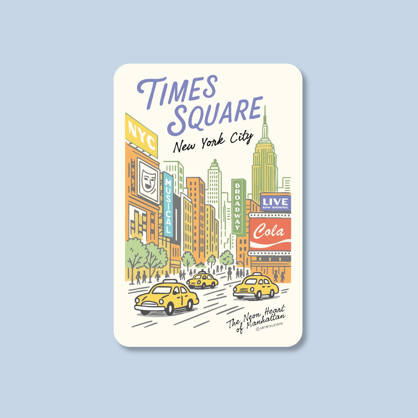 Retro Times Square Poster Sticker