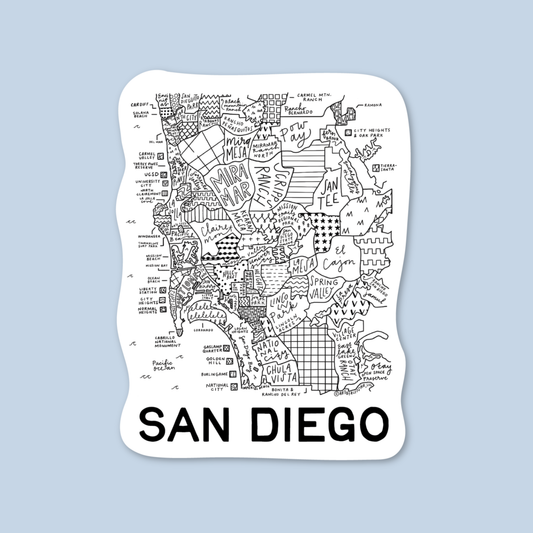 San Diego Neighborhood Map Sticker
