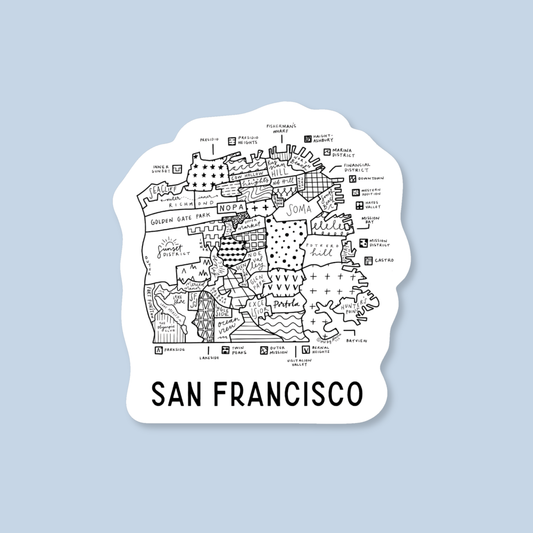 San Francisco Neighborhood Map Sticker