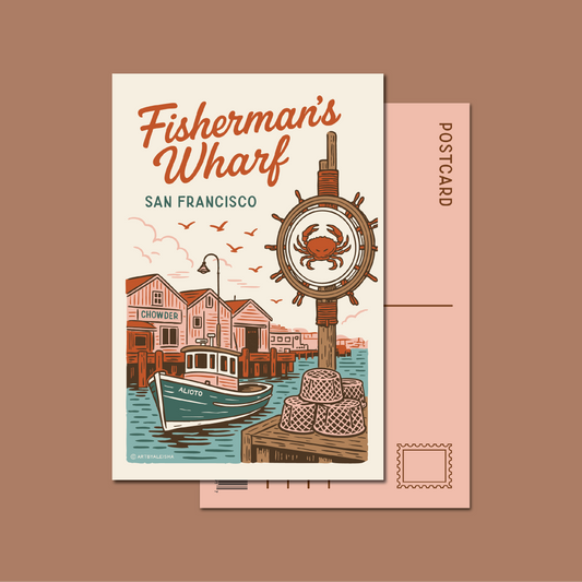 Fisherman's Wharf Retro Postcard