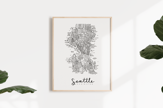 Seattle Neighborhood Map Print