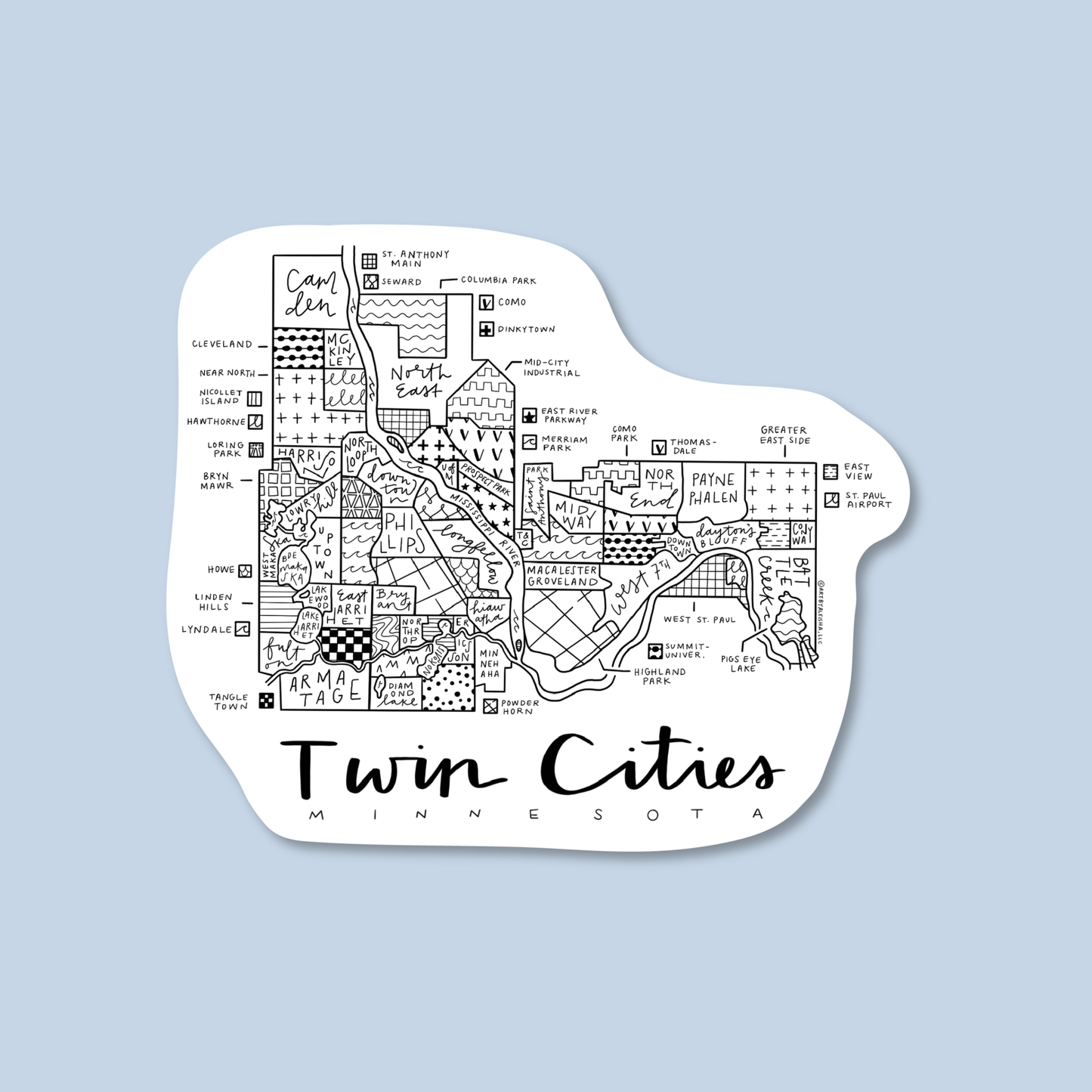 Twin Cities Neighborhood Map Sticker