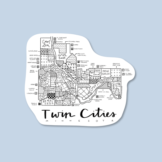 Twin Cities Neighborhood Map Sticker