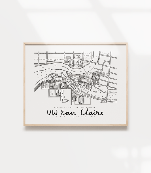 University of Wisconsin-Eau Claire (UW Eau Claire) Campus Map Print