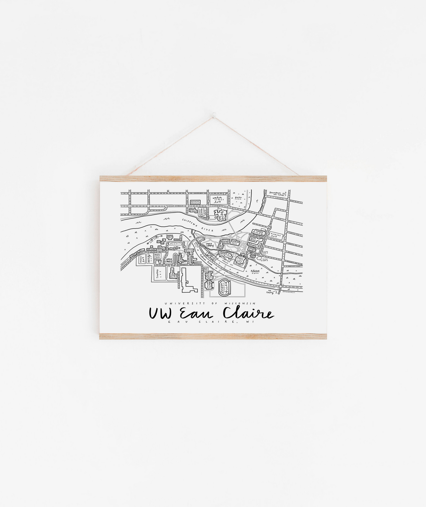 University of Wisconsin-Eau Claire (UW Eau Claire) Campus Map Print