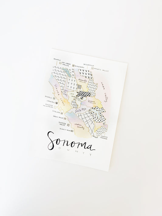 Hand Painted Sonoma, CA Map