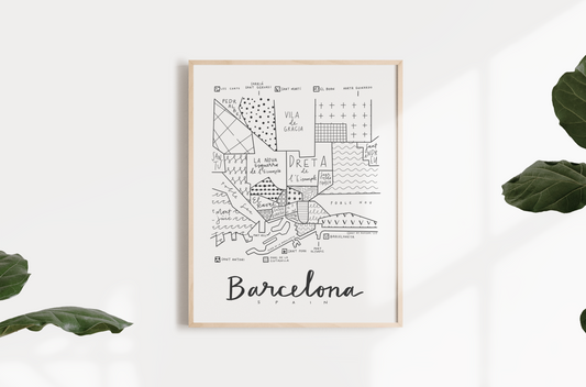 Barcelona Neighborhood Map Print
