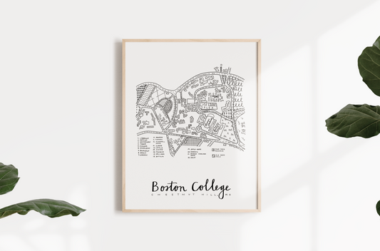 Boston College (Chestnut Hill) Campus Map Print