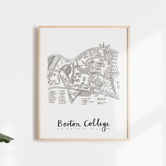 Boston College (Chestnut Hill) Campus Map Print