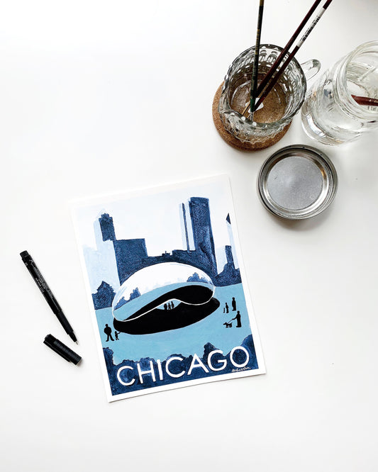 Chicago Bean Travel Poster