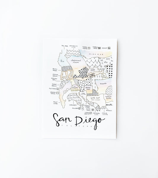 Hand Painted San Diego Map