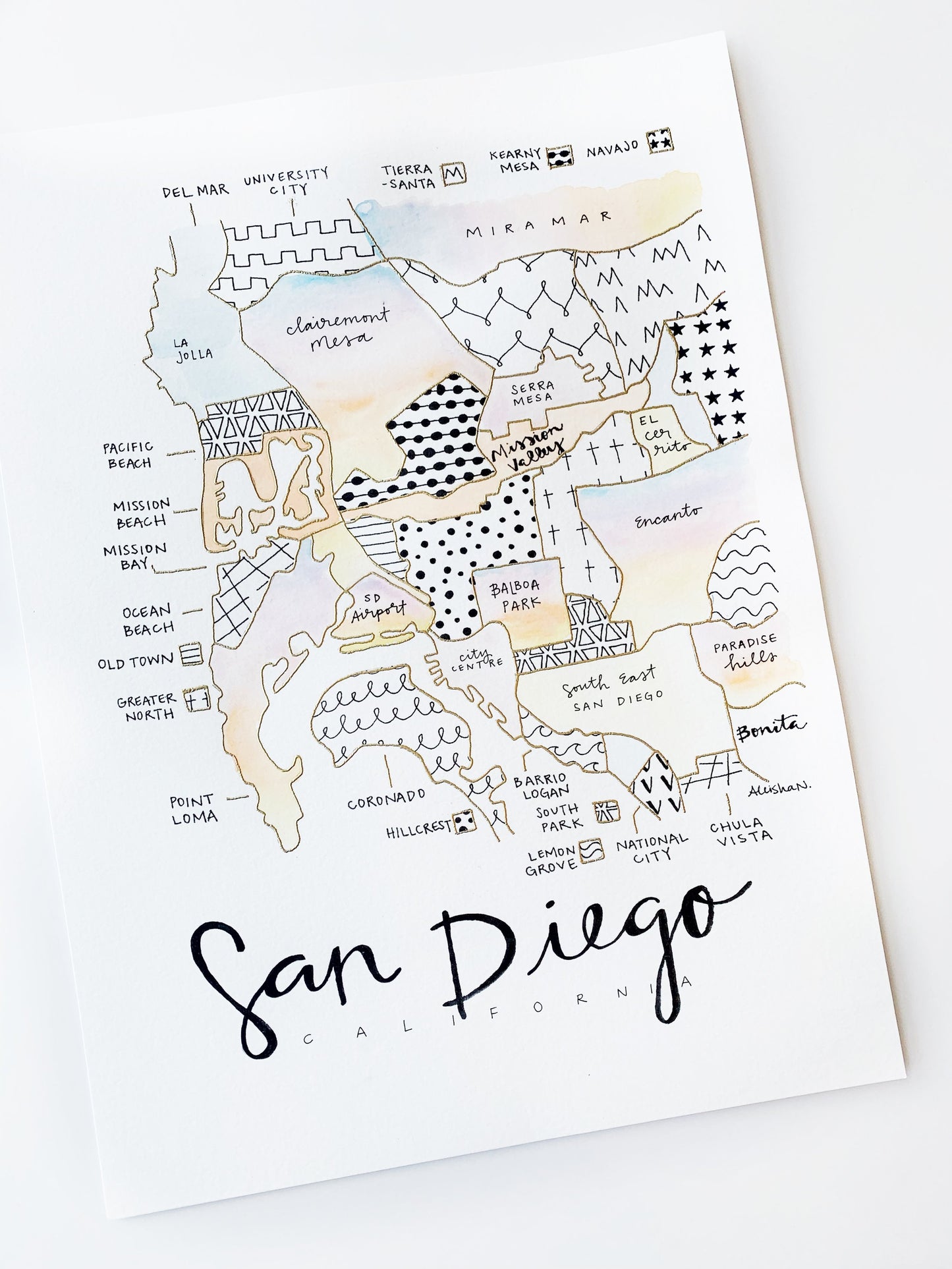 Hand Painted San Diego Map
