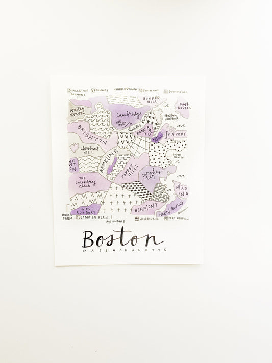 Hand Painted Greater Boston Map