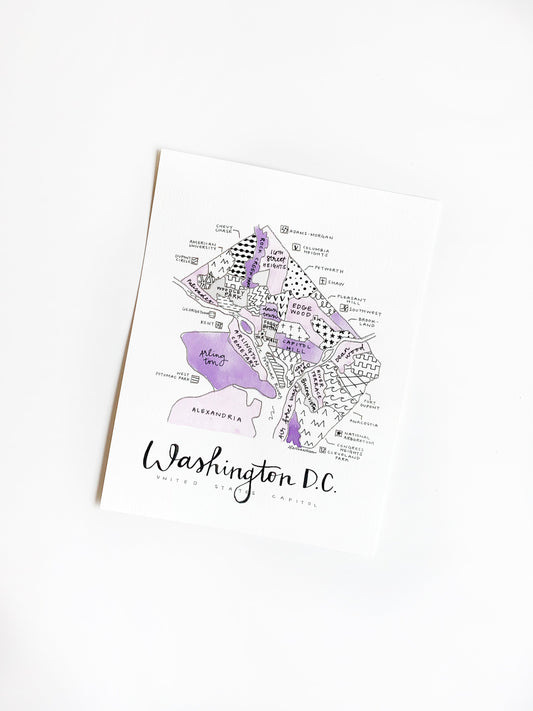 Hand Painted Washington D.C. Map