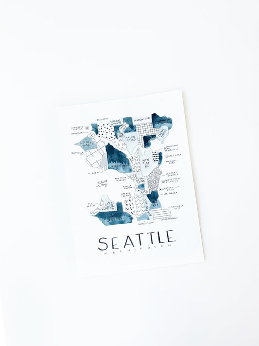 Hand Painted Seattle Map