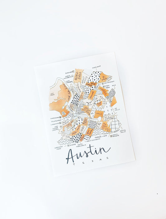 Hand Painted Austin Map
