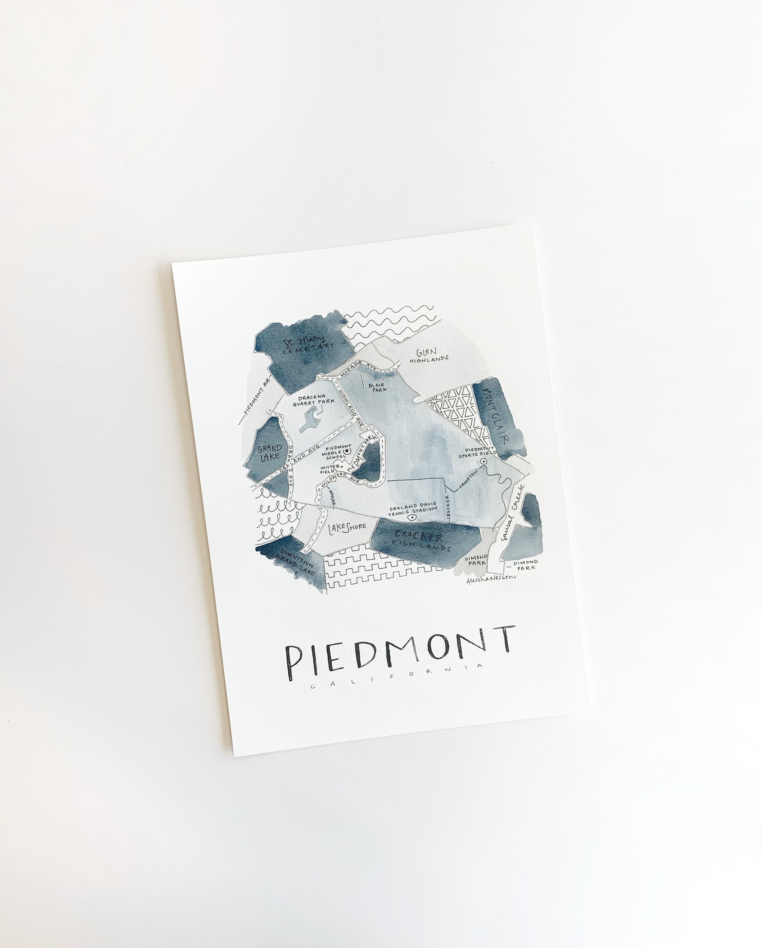 Hand Painted Piedmont, CA Map (BY) ALEISHA