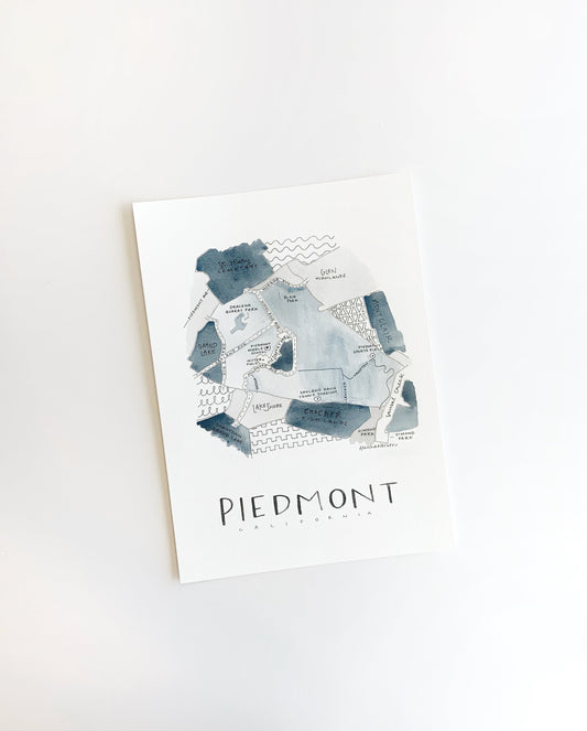 Hand Painted Piedmont, CA Map