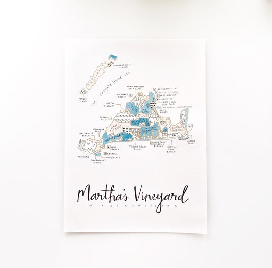 Hand Painted Martha's Vineyard Map