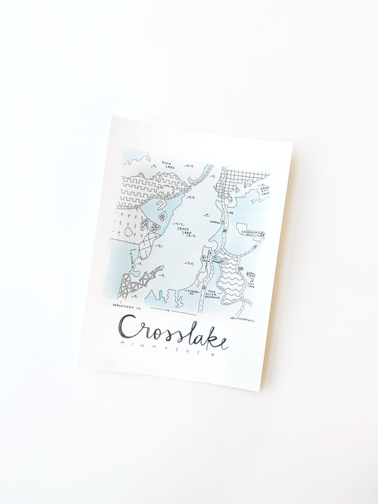 Hand Painted Cross Lake, MN Map