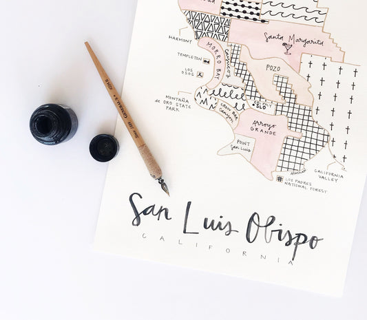 Hand Painted San Luis Obispo, CA Map