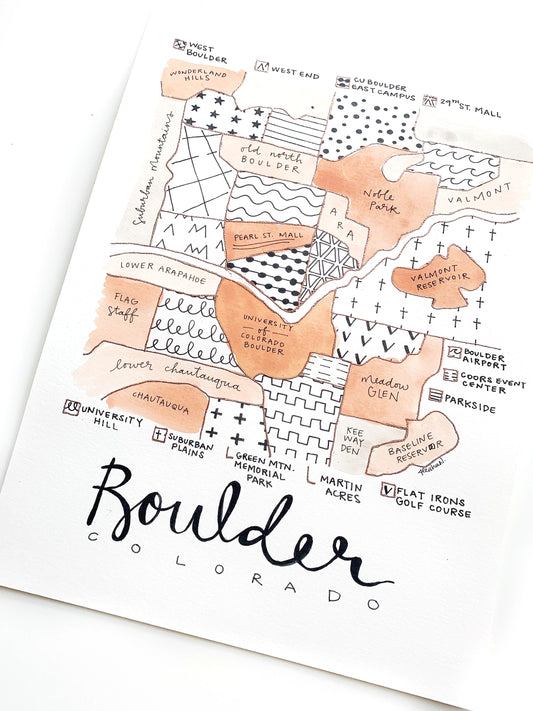 Hand Painted Boulder, CO Map