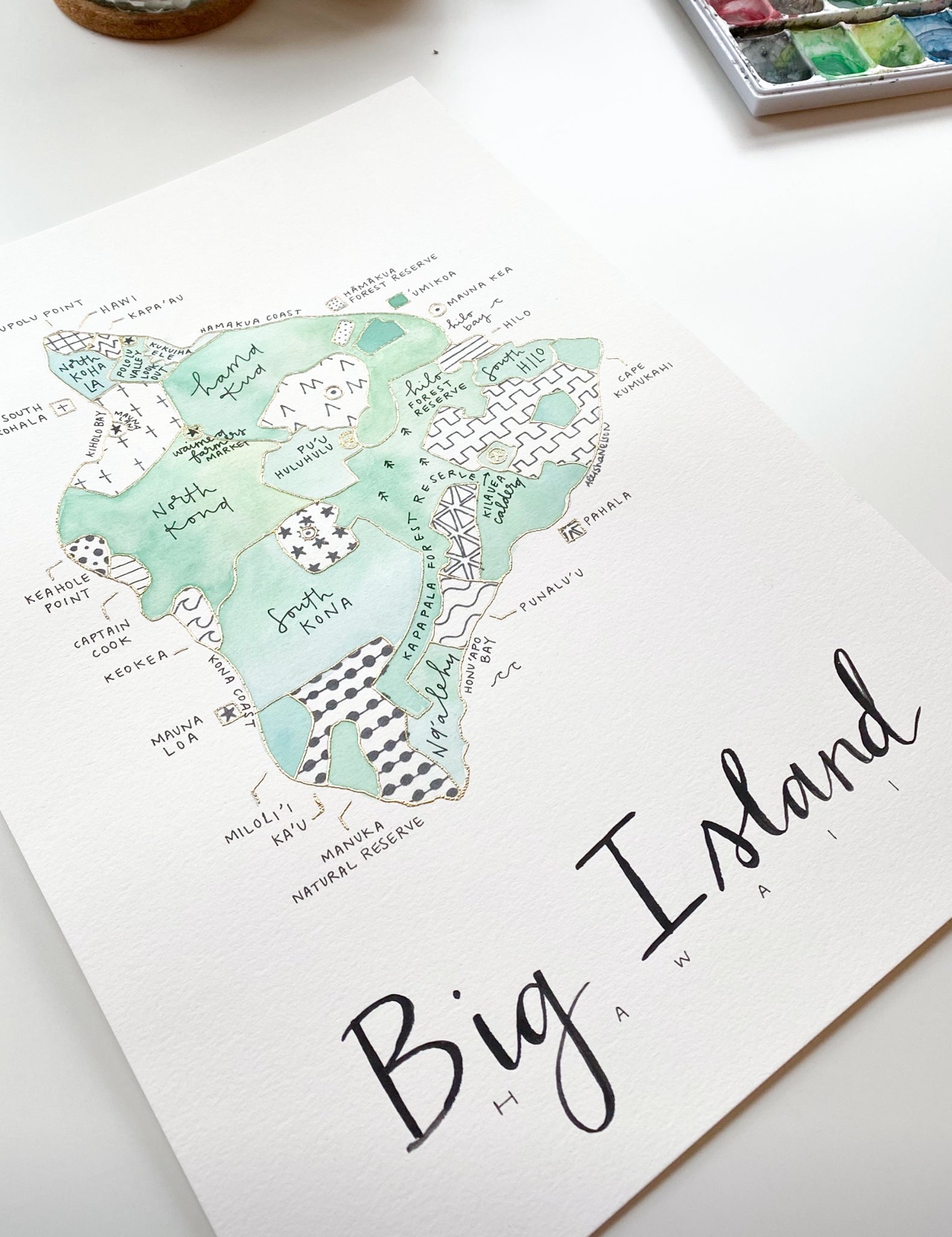 Hand Painted Big Island, HI Map – (BY) ALEISHA
