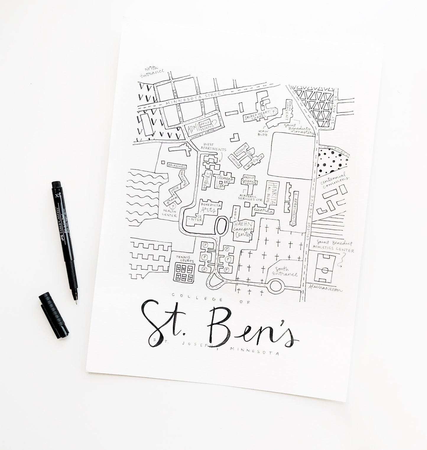 College of St. Benedict (St. Joseph, MN) Campus Map Print
