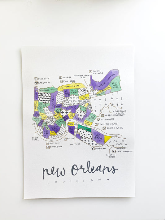 Hand Painted New Orleans Map