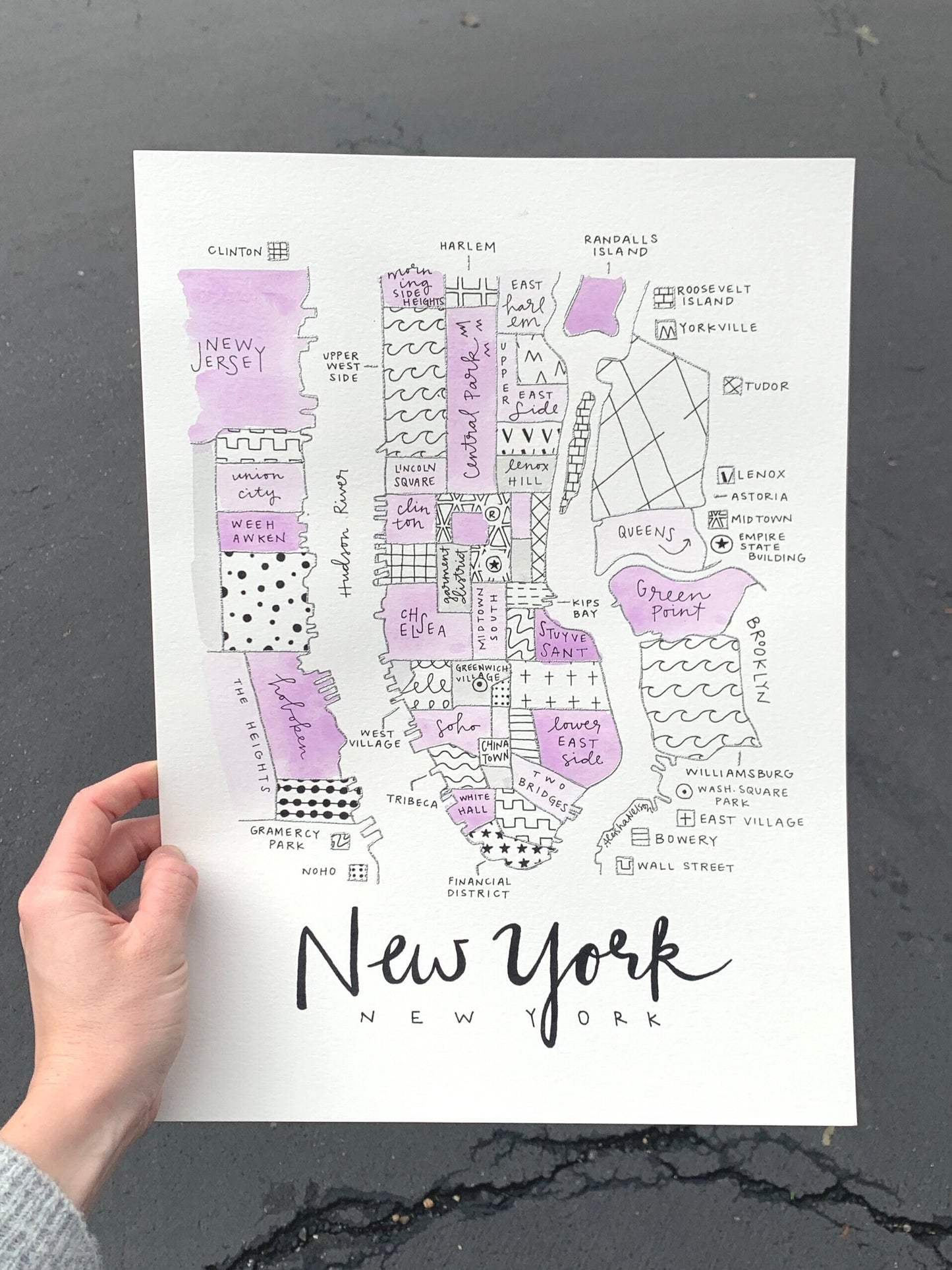 Hand Painted New York City Map